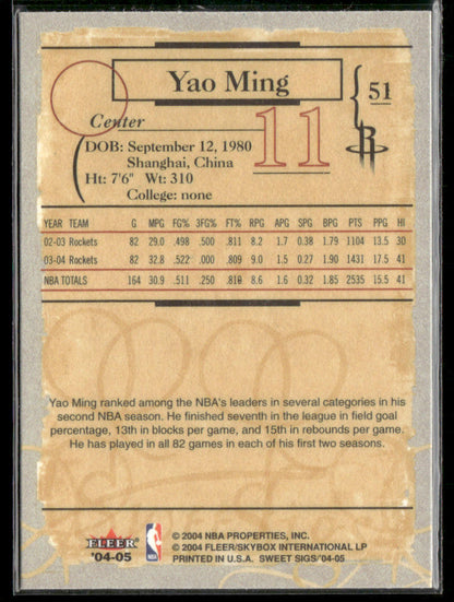 2004-05 Fleer Sweet Sig Yao Ming #11