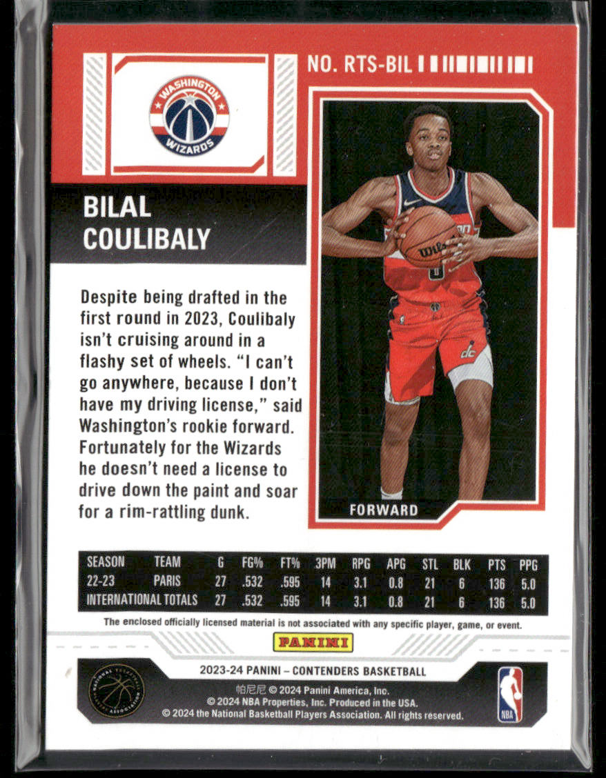 2023-24 Panini Contenders Bilal Coulibaly #RTS-BIL Rookie Ticket Patch