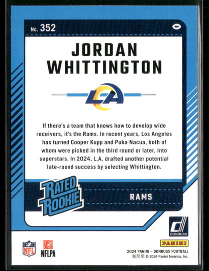 2024 Panini Donruss Jordan Whittington #352 Rated Rookie