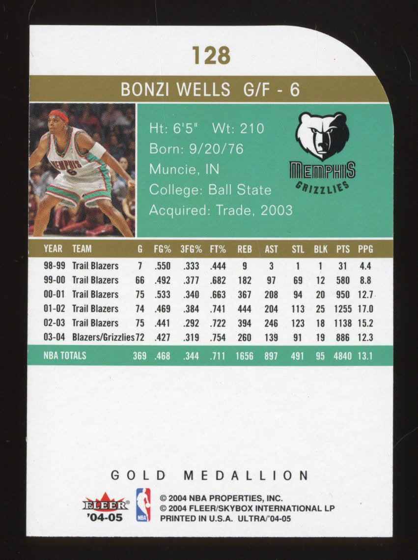 2004 Fleer Ultra Bonzi Wells #128 Gold Medallion