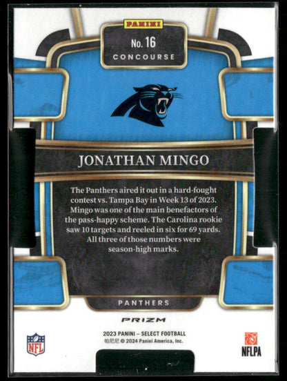 2023 Panini Select Jonathan Mingo #16 Die Cut RC