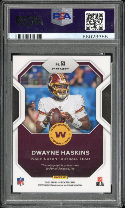 2020 Panini Prizm Sensational Signatures Dwayne Haskins #53 Camo Prizm PSA 9