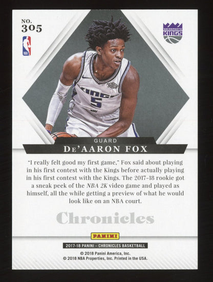 2017-18 Panini Chronicles De'Aaron Fox #305 Majestic Blue /199