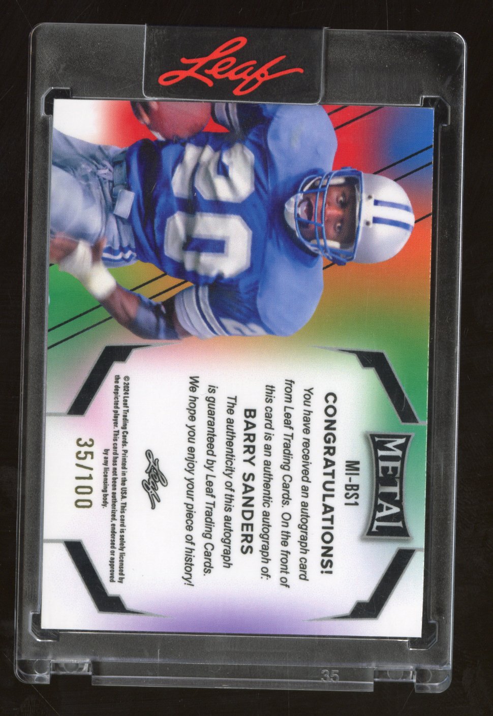 2025 Leaf Metal Barry Sanders #MI-BS1 Lion King Inscription Autograph 35/100