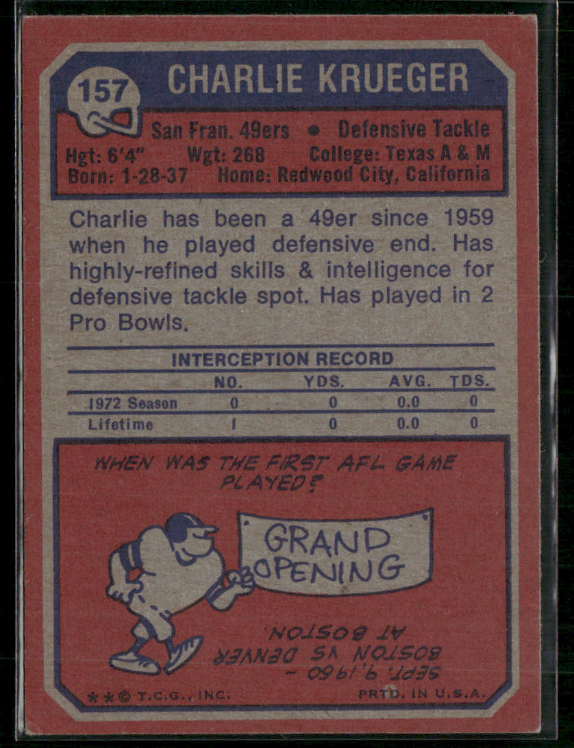 1973 Topps Charlie Krueger #157