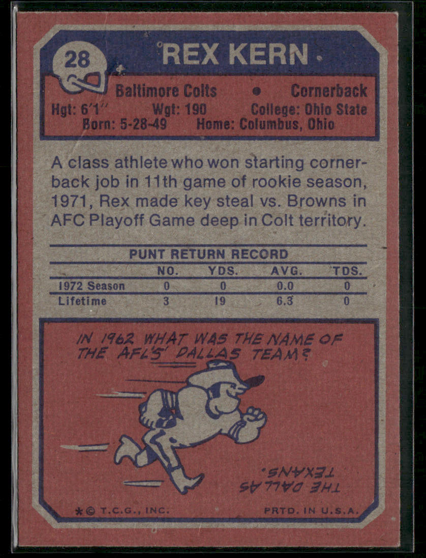 1973 Topps Rex Kern #28