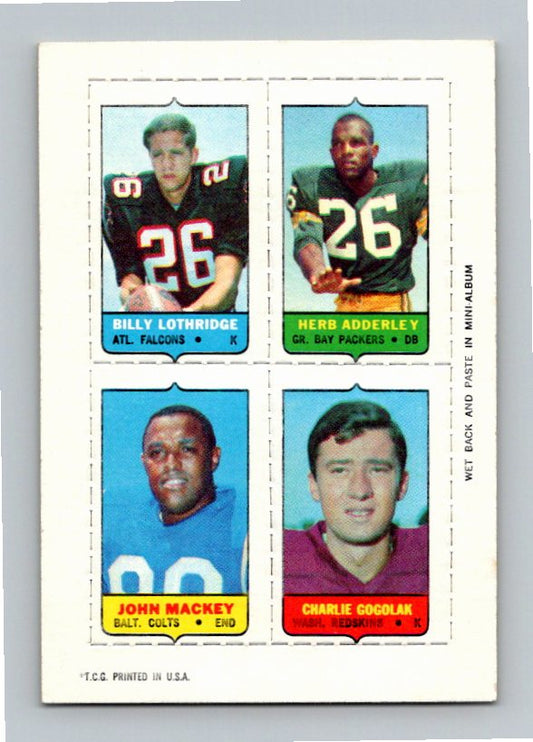 1969 Topps Lothridge Adderley Mackey Gogolak Four-in-One