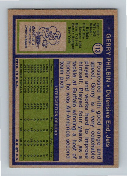 1972 Topps Gerry Philbin #113