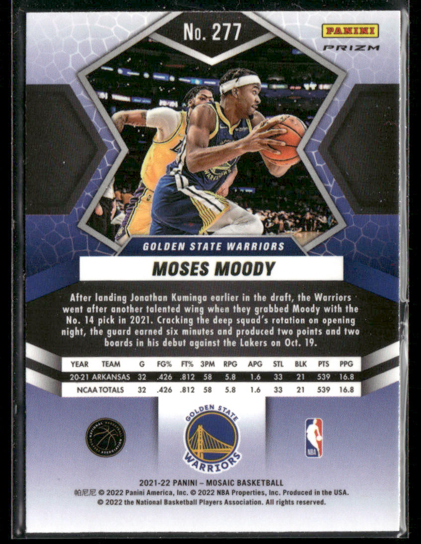 2021-22 Panini Mosaic Moses Moody #277 Silver Disco Rookie