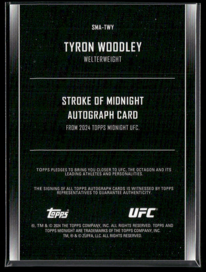 2024 Topps Midnight UFC Tyron Woodley #SMA-TWY Stride of Midnight Autograph