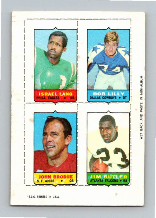 1969 Topps Jim Butler Bob Lilly John Brodie Isreal Lang Four-in-One