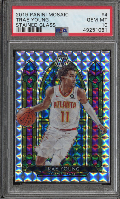 2019 Panini Mosaic Stained Glass Trae Young #4 Stained Glass PSA 10