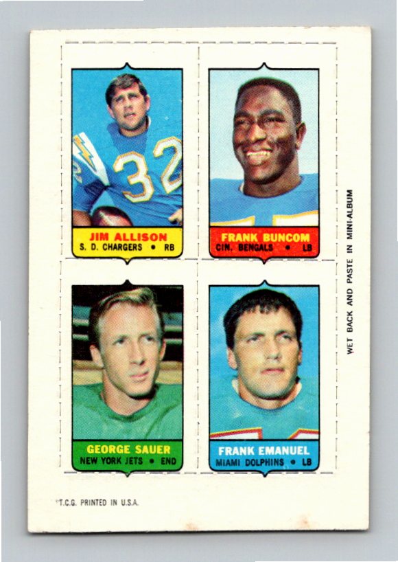 1969 Topps Emanuel Sauer Allison Sauer Jr. Four-in-One Singles