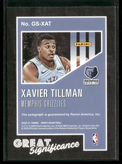 2020-21 Panini Hoops Xavier Tillman #GS-XAT Great Significance Auto