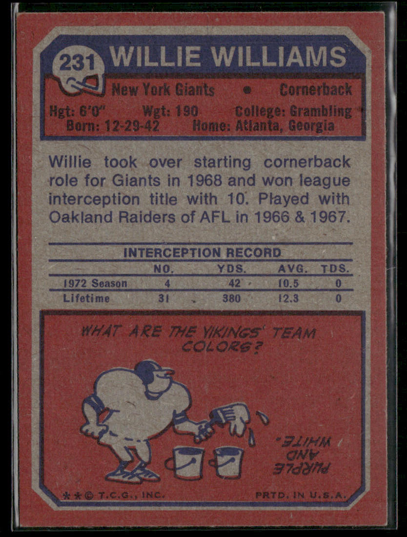 1973 Topps Willie Williams #231