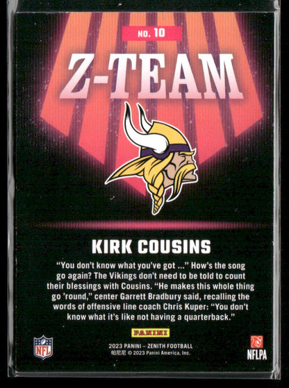 2023 Panini Zenith Kirk Cousins #10 Z Team Holo