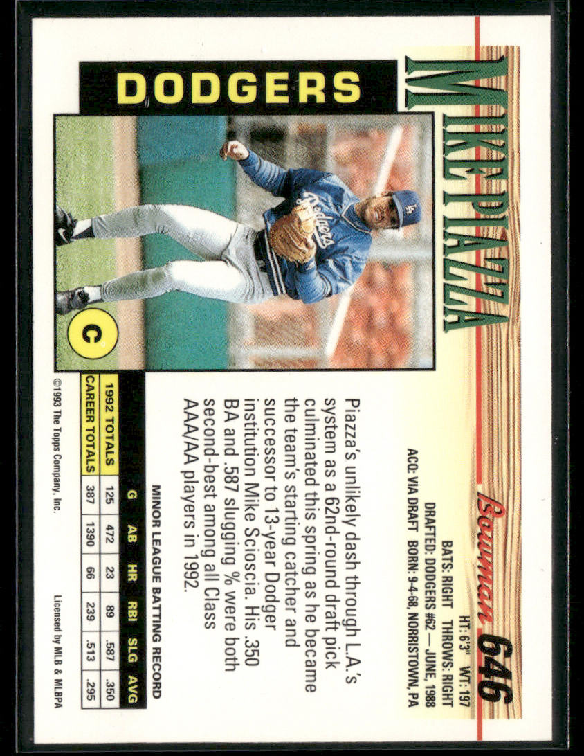 1993 Bowman Mike Piazza #646