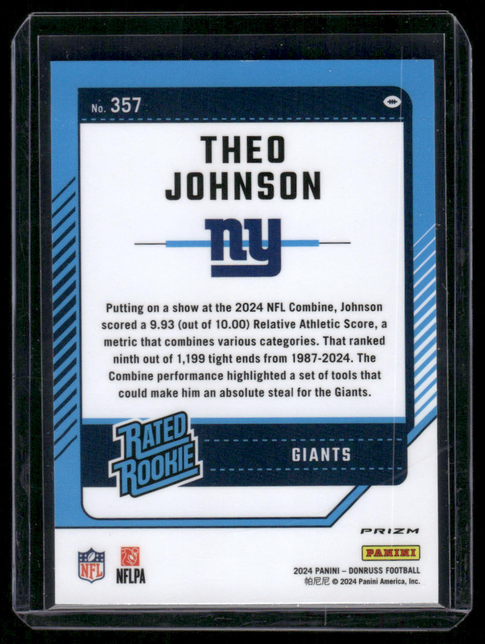 2024 Panini Donruss Theo Johnson #357 Optic Red Pandora Rated Rookie