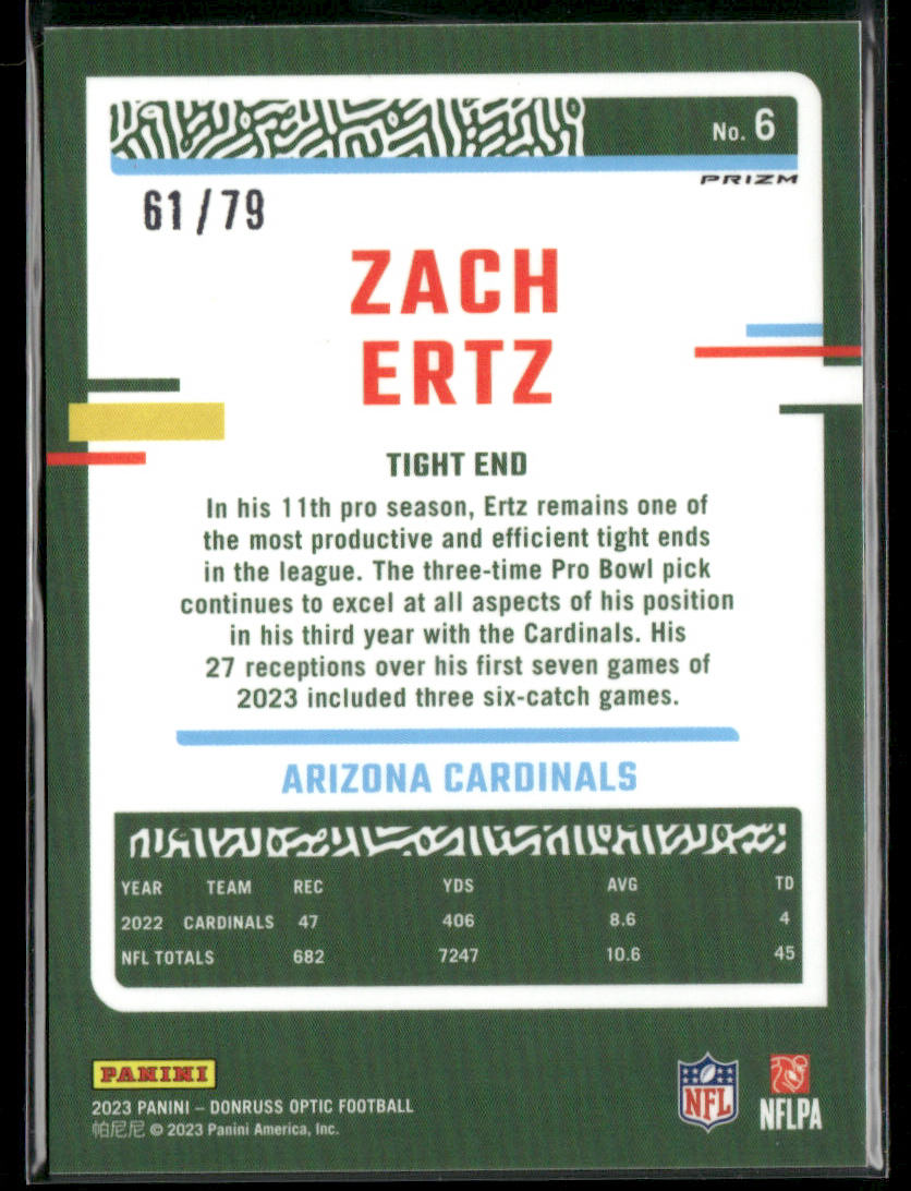 2023 Panini Donruss Optic Zach Ertz #6 Orange Scope 61/79