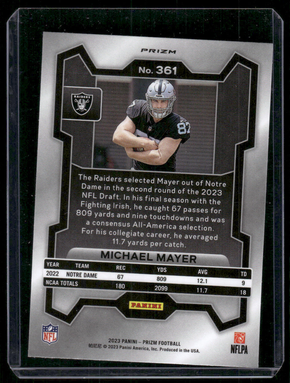 2023 Panini Prizm Michael Mayer #361 Silver Prizm Rookie