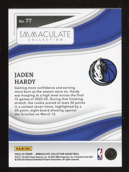 2022-23 Panini Immaculate Collection Jaden Hardy #77 /49 RC