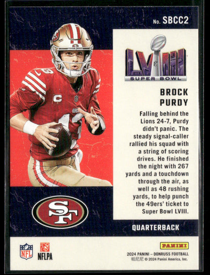 2024 Panini Donruss Brock Purdy #SBCC2 Road To The Super Bowl 34/31