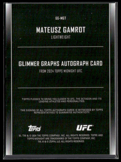 2024 Topps Midnight UFC Mateusz Gamrot #GG-MGT Glimmer Graphs Autograph