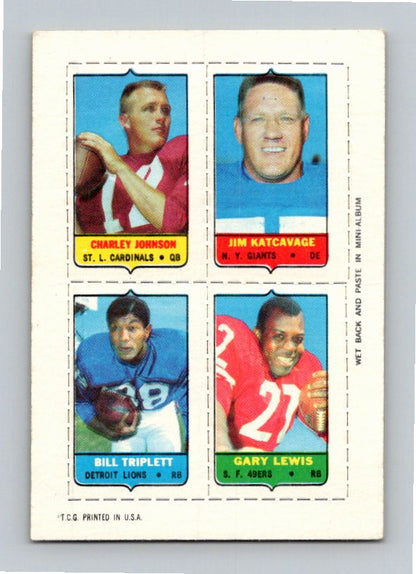 1969 Topps Triplett Lewis Katcavage Johnson Four-in-One Singles