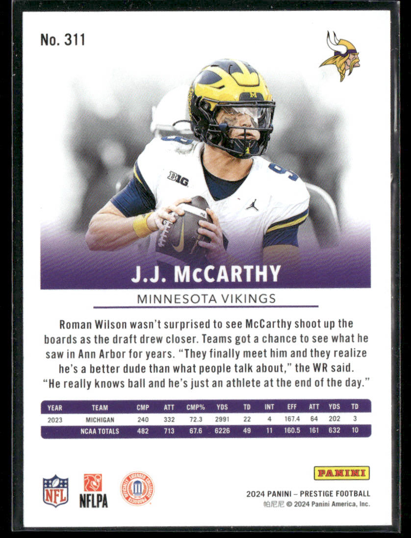 2024 Prestige J.J. McCarthy #311 RC