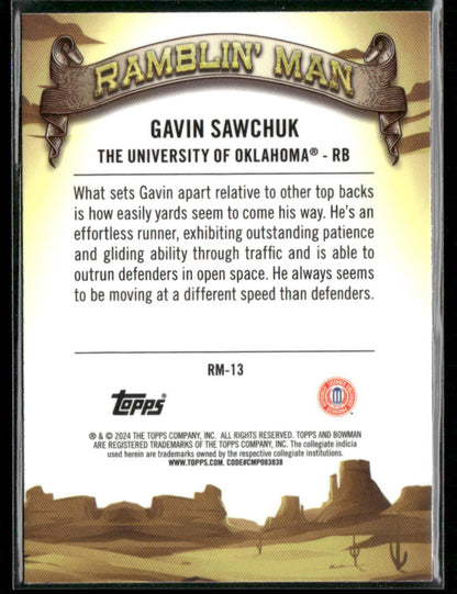 2024 Bowman Chrome University Gavin Sawchuk #RM-13