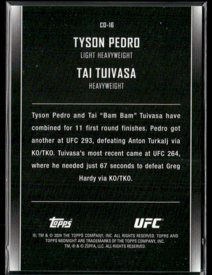 2024 Topps Midnight UFC Tai Tuivasa Tyson Pedro #C0-16 /25