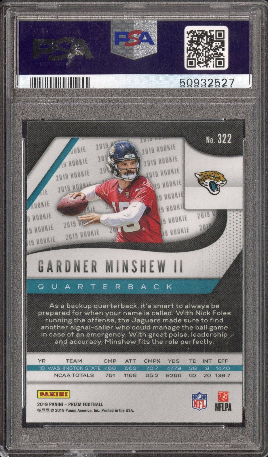 2019 Panini Prizm Gardner Minshew II #322 PSA 9