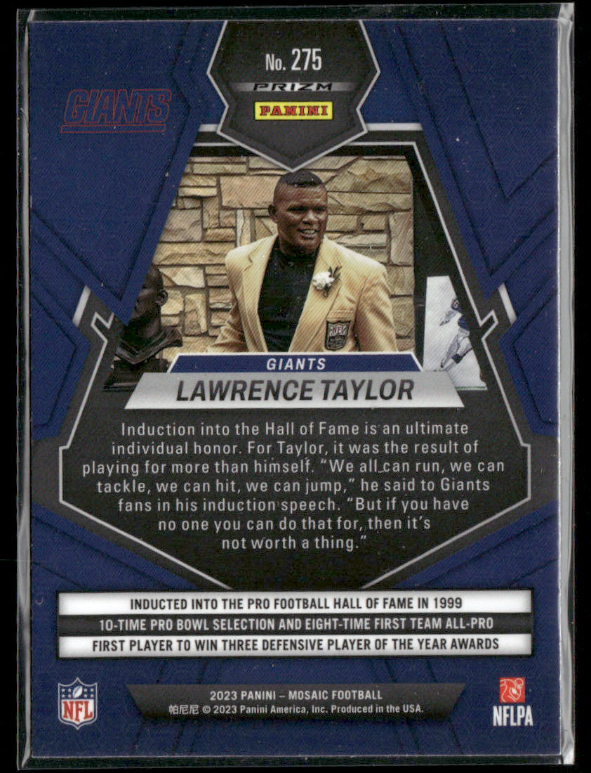 2023 Panini Mosaic Lawrence Taylor #275 Hall Of Fame Silver