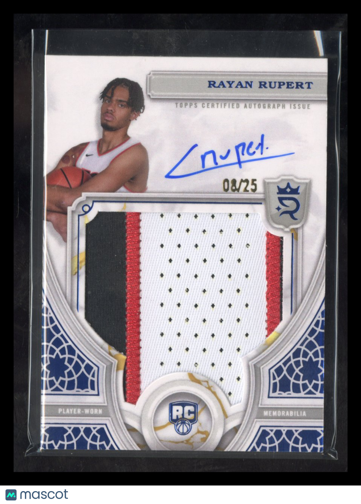 2023-24 Topps Royalty Collection Rayan Rupert #119 Blue Rookie Patch Auto 08/25