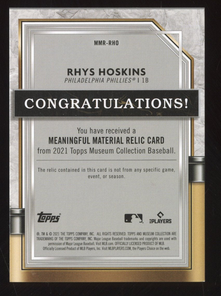 2021 Topps Museum Collection Rhys Hoskins Game-Used Memorabilia #06/25