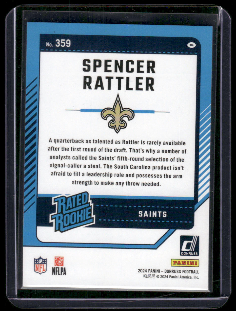 2024 Panini Donruss Spencer Rattler #359 Rated Rookie