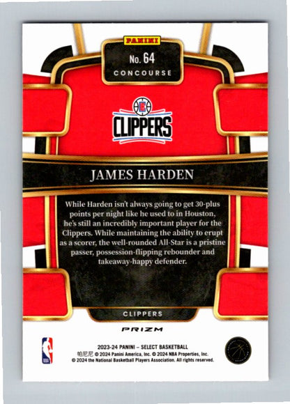 2023-24 Panini Select James Harden #64 Prizm