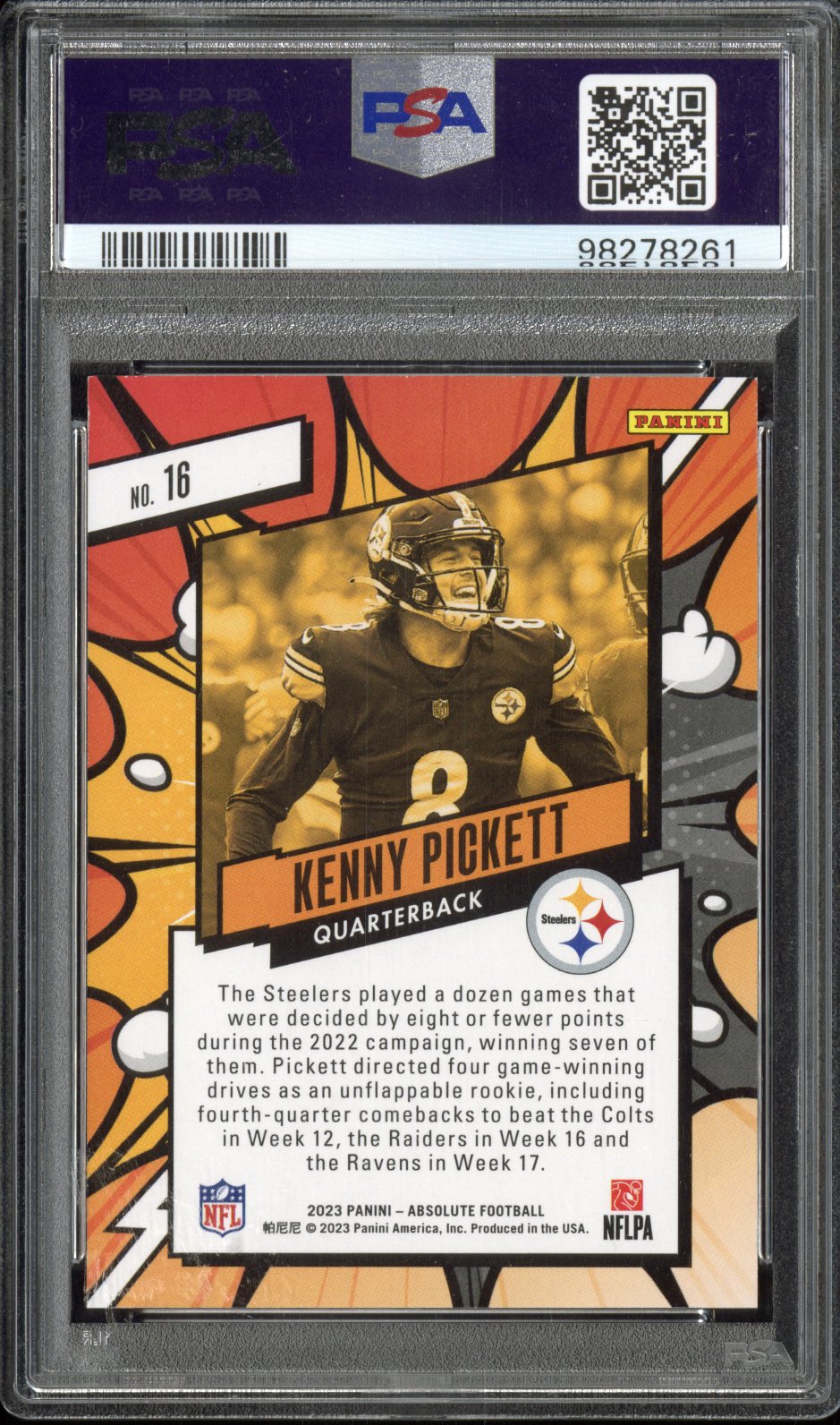 2023 Panini Absolute Kenny Pickett #16 Explosive PSA 9