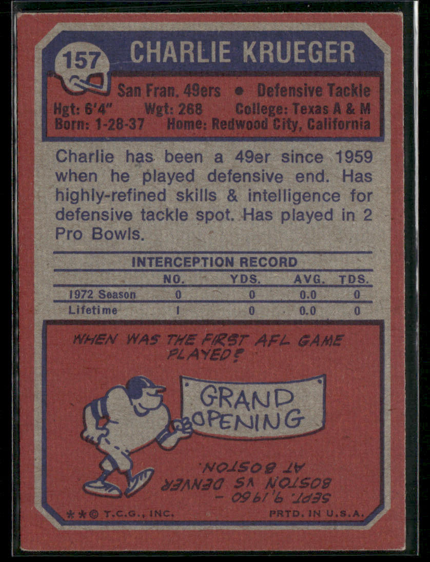 1973 Topps Charlie Krueger #157