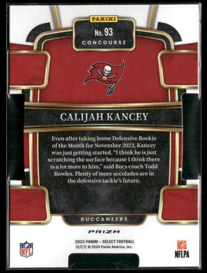 2023 Panini Select Calijah Kancey #93 Die Cut RC