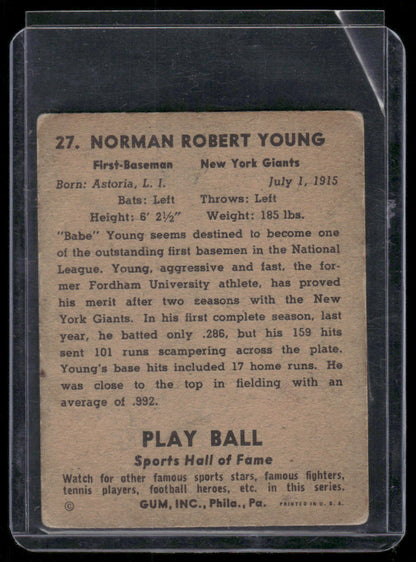 1941 Gum Inc. Babe Young #27 Play Ball