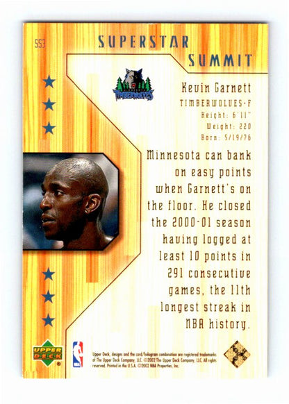 2001 Upper Deck Kevin Garnett #SS3 Superstar Summit