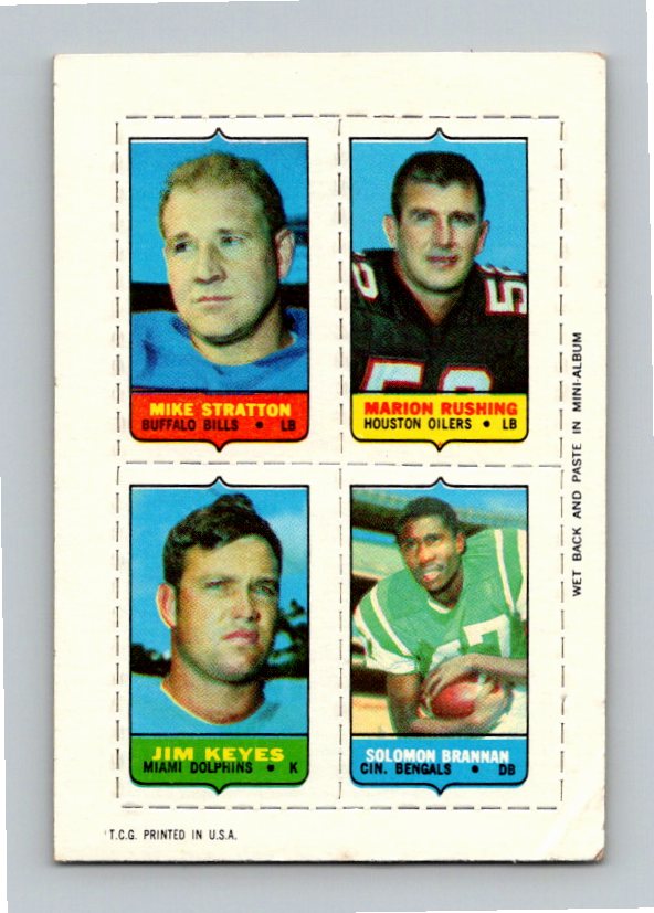 1969 Topps Mike Stratton Solomon Brannam Marion Rushing Jim Keyes Four-In-One