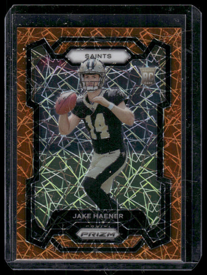 2023 Panini Prizm Jake Haener #374 Orange Velocity