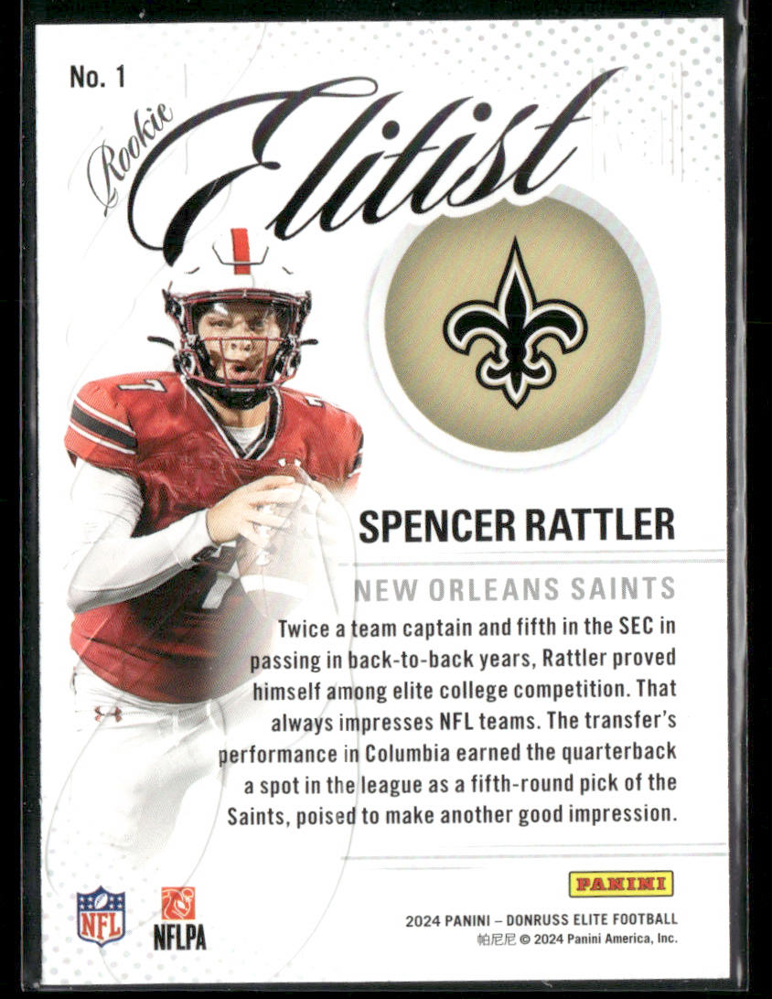 2024 Panini Elite Spencer Rattler #1 Elitist Rookie