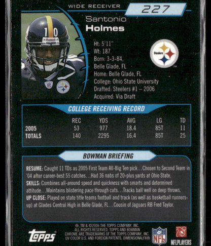 2006 Bowman Chrome Santonio Holmes #227 Rookie