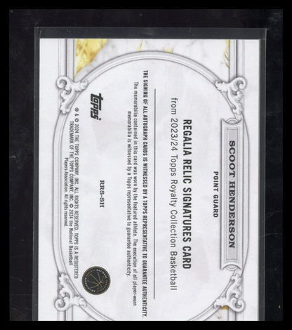2023-24 Topps Royalty Collection Scoot Henderson #RRS-SH Rookie Relic Auto 81/99
