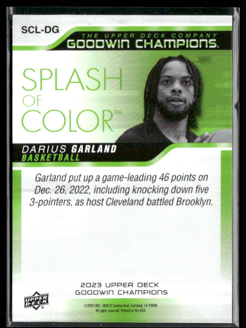 2023 Upper Deck Goodwin Champions Darius Garland #SCL-DG Splash of Color