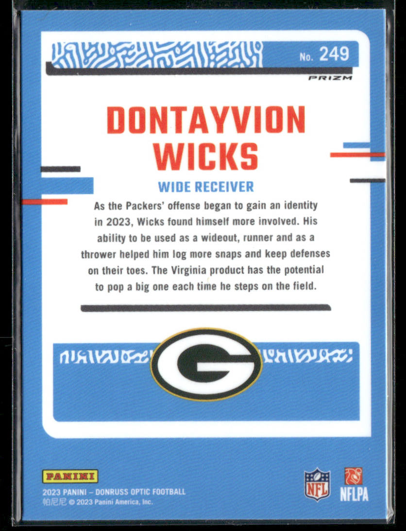 2023 Panini Donruss Optic Dontayvion Wicks #249 Green Hyper Rated Rookie