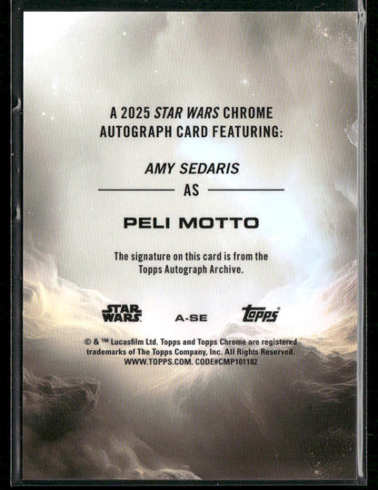 2025 Topps Chrome Star Wars Peli Motto/Amy Sedaris Blue Auto 135/150 #A-SE
